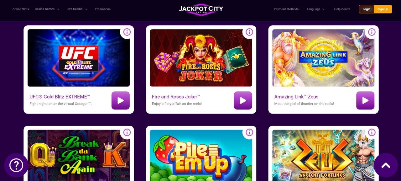 Jackpot City Casino screen