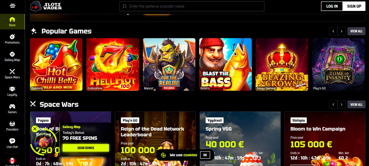 Slots Vader Casino screen