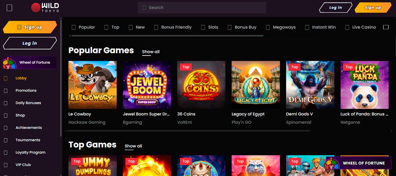 Wild Tokyo Casino screen