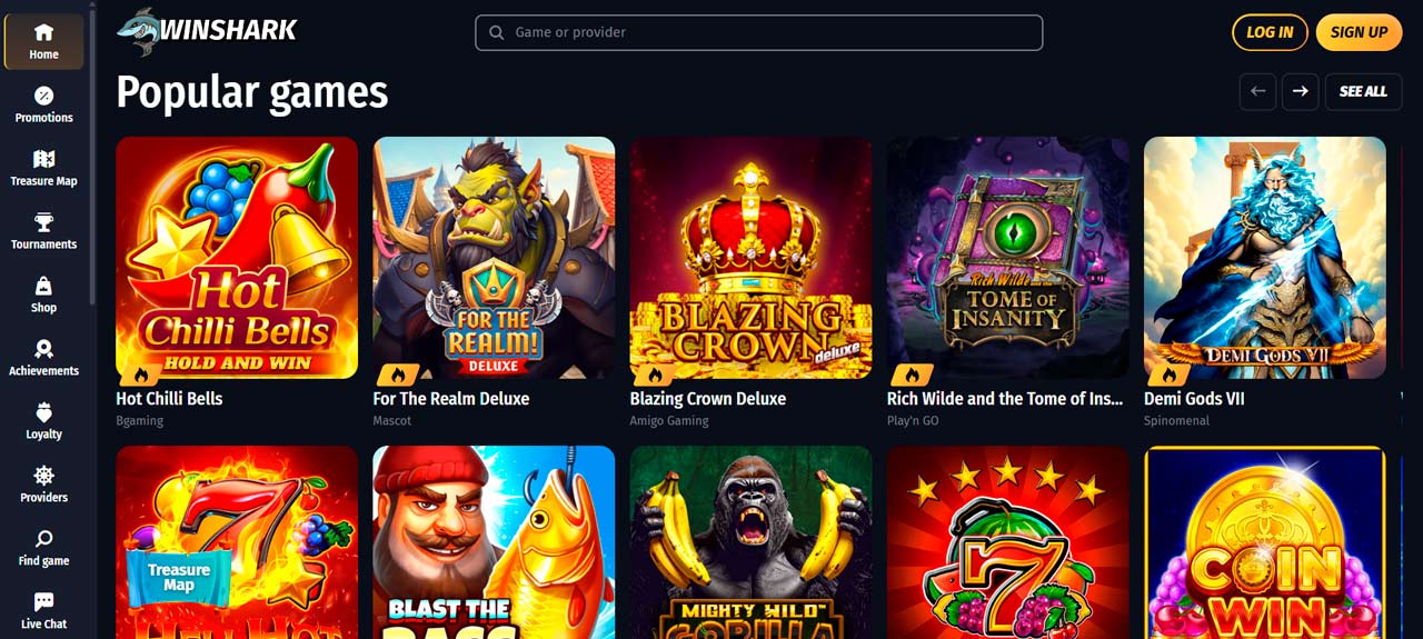 Winshark Casino screen